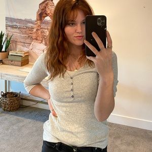 Heather Gray Waffle Texture Henley